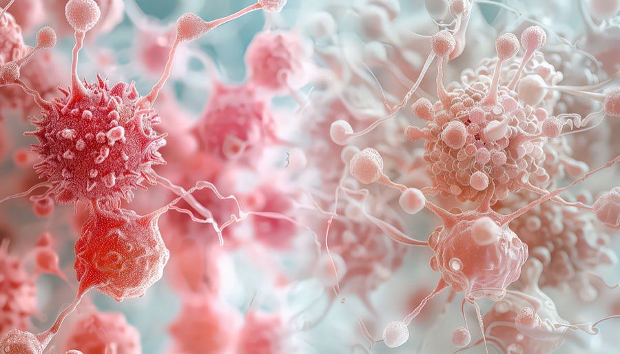 Illustration of inflammation affecting cells around the hair follicle