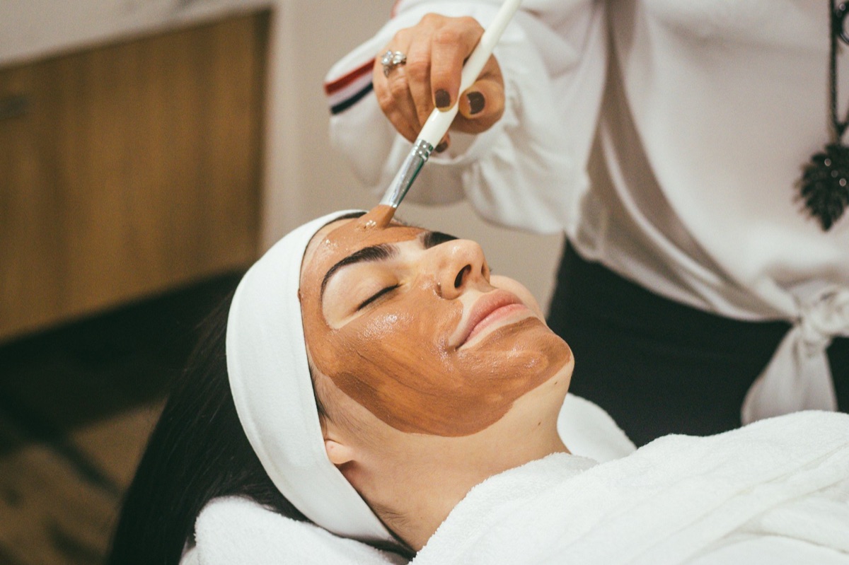A signature facial treatment in progress