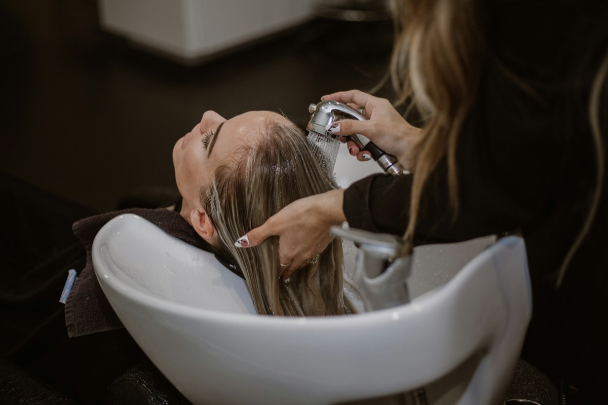 A scalp and hair treatment in the studio